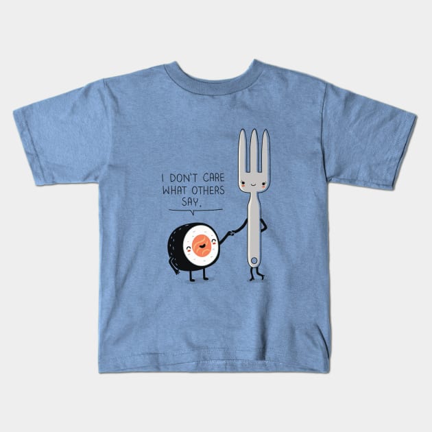 Sushi doesn't care Kids T-Shirt by wawawiwa